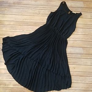 Medium Sheer Navy Pleated Hi-Lo Tank Dress Mai Tai